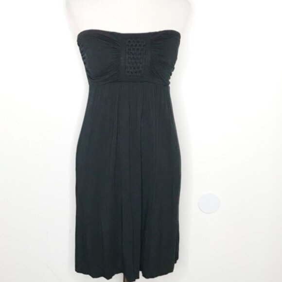 NWOT Soma Black Convertible Strapless Braided Bandeau Knee Length Dress Size M - Picture 1 of 9